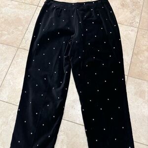 David Brooks black velvet with snowflake embroidery pants